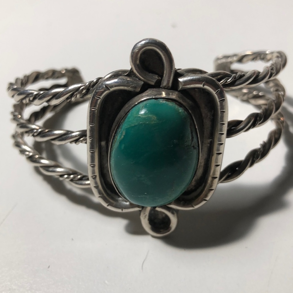 Native Sterling Silver Cuff Bangle - image 7